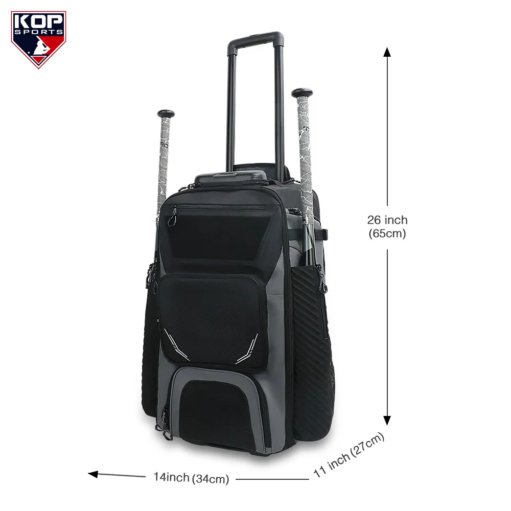 Kopbags Navy Blue LOW MOQ Baseball Softball Roller Catchers Bag Baseball Equipment Bags with Wheels factory