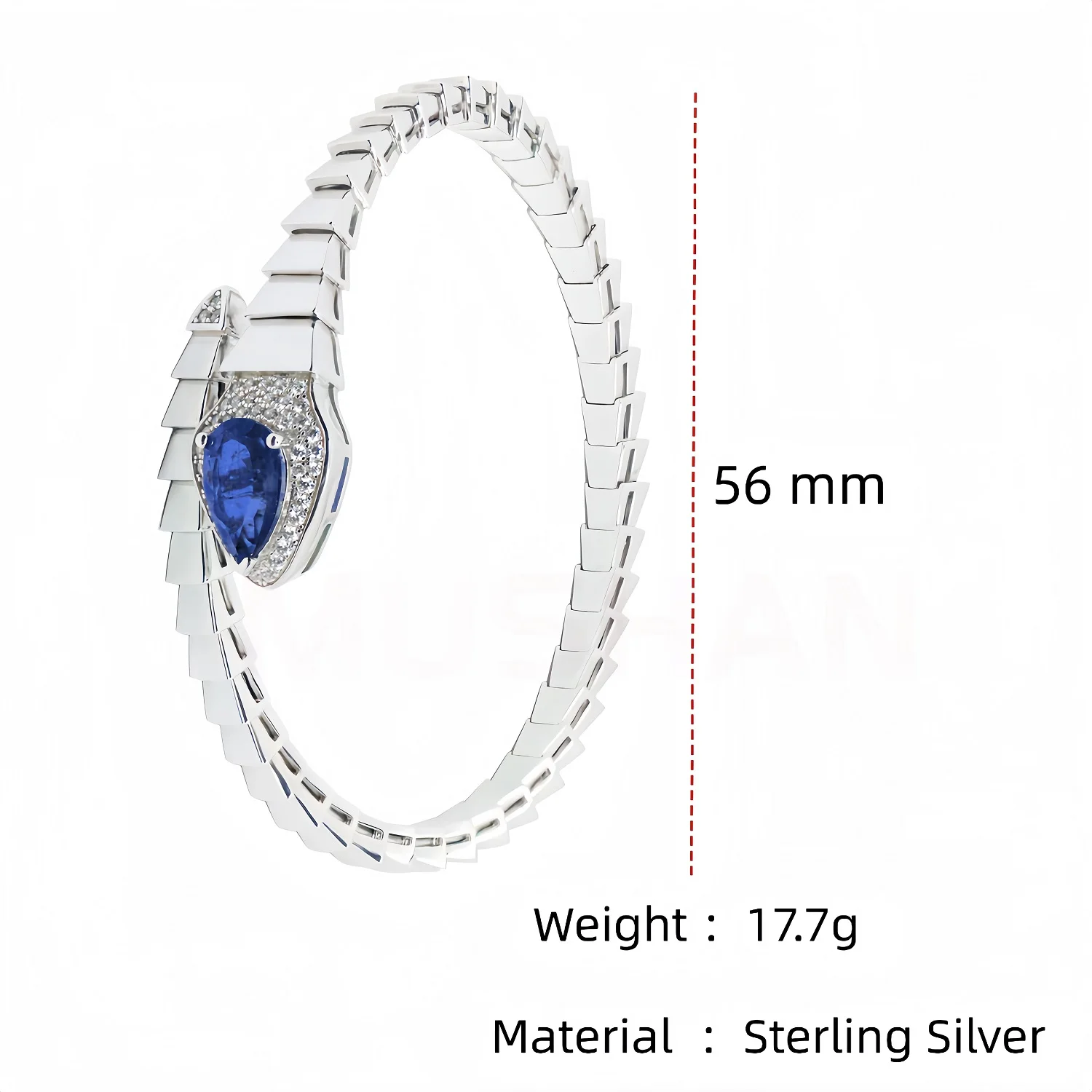 Spirit Snake Shape Design 925 Sterling Silver Bangles Luxury Synthetic Sapphire High Carbon Diamond Fine Jewelry Bracelet Women