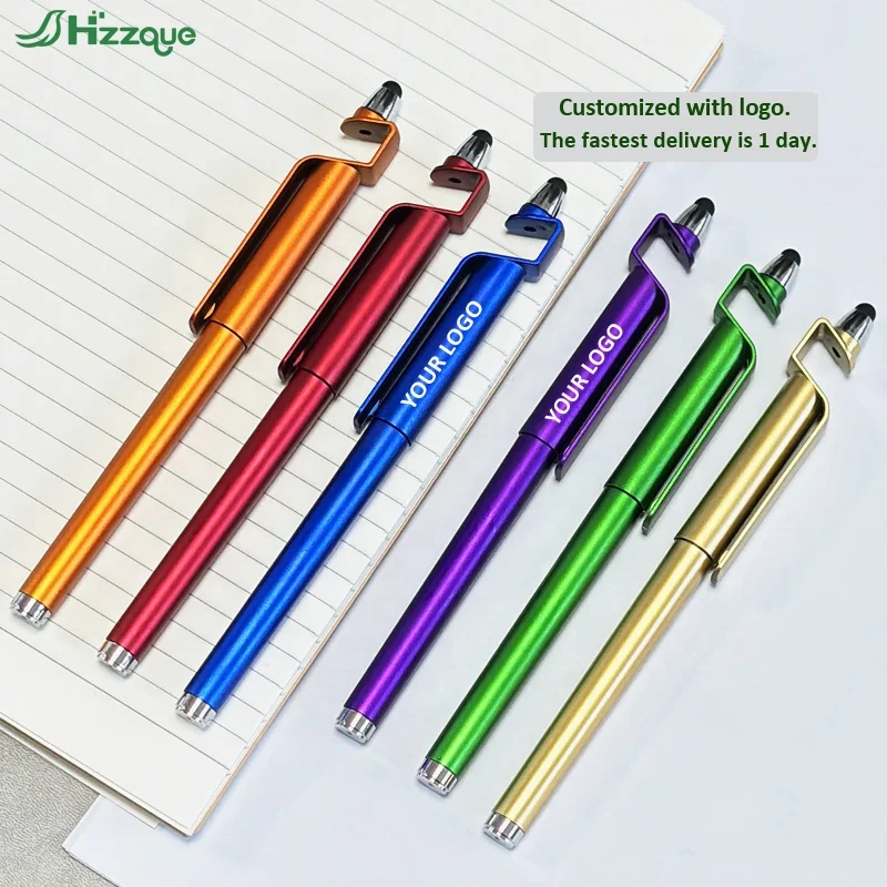 Promotional New Multi Function Ball Stylus Soft Touch Screen Pen Mobile Holder Gel Pen Ballpoint Pen 3 in 1 With Custom Logo
