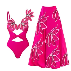 2024 Bikini Sets 3D Flower Cut Out Summer Swimwear Beachwear Two-pieces Bathing Suit Women's One Piece Swimsuits Set