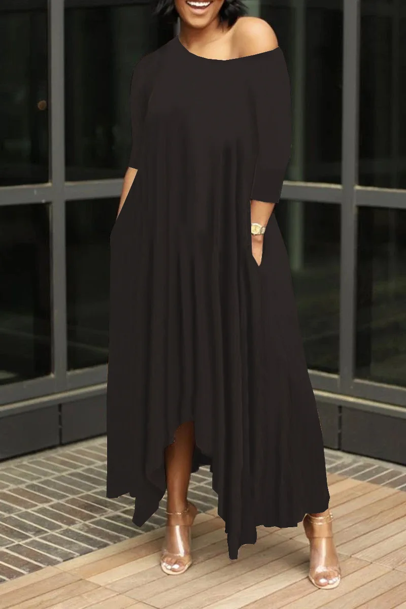 Plus Size Evening Dresses Long - Half Sleeve Irregular Fitting
