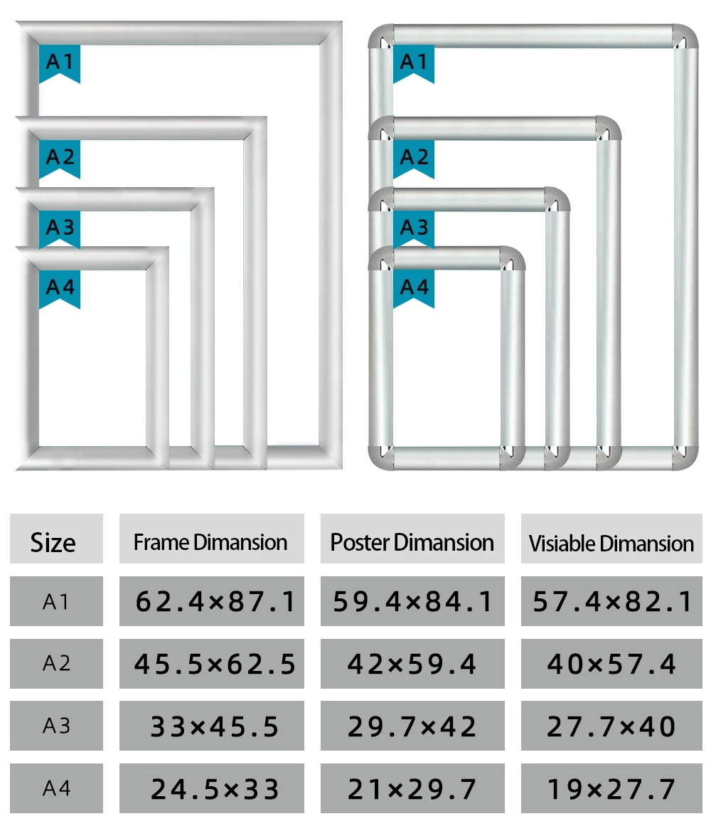 卡扣海报框架阳极氧化,卡扣海报框架60x90