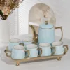 Hand-painted blue electroplated high feet plate
