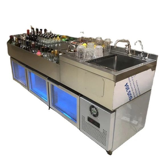 Mobile Work Station Cocktail Bar Station with Stainless Steel