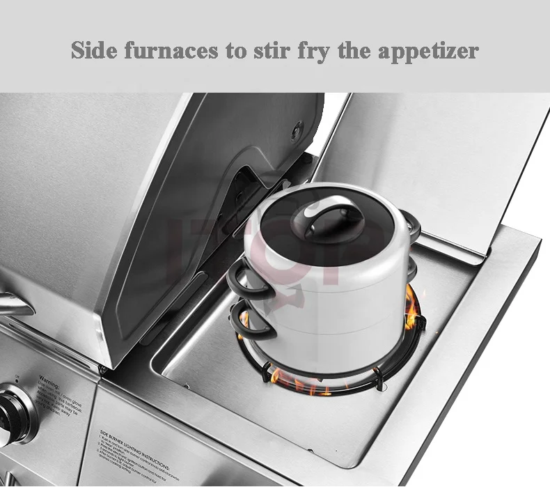 
4 горелки из нержавеющей стали для барбекю, пропановые газовые грили с боковой горелкой для заднего двора, уличное кухонное оборудование для готовки 