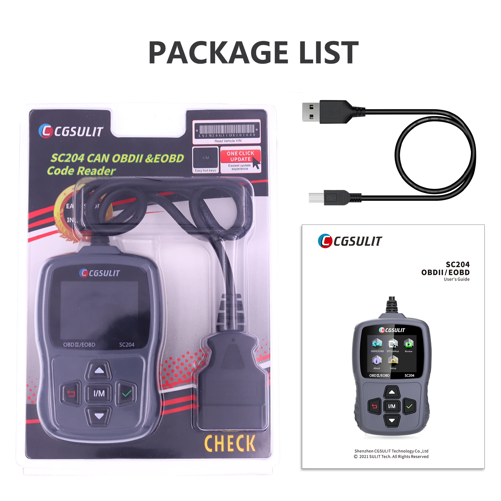 Free Online Update CGSULIT SC204 OBD 2 Car OBD Scanner Code Reader