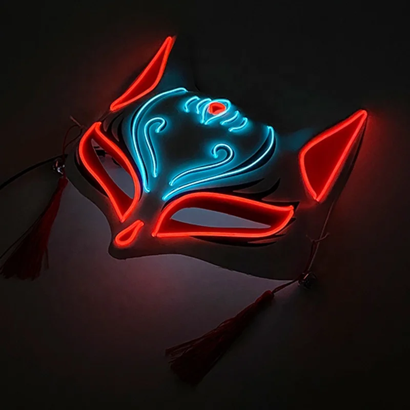 Girl Women's Masquerade Party Light Up Fox Masks LED Luminous Upper Face Mask Glow In The Dark Cosplay Neon Ball Mask Supplies_voghion.com