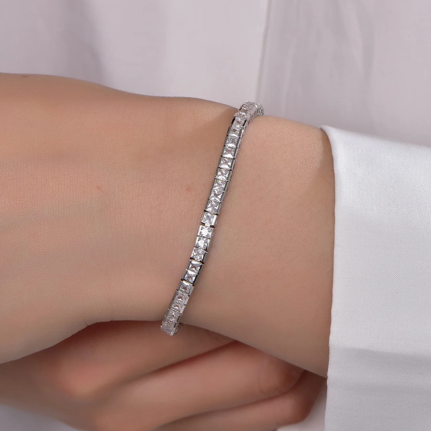 Bracciale rainbow sapphire tennis bracelet 925 silver white gold tennis chain lab diamond tennis bracelet