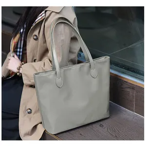Women's Nylon Casual Tote Bag Two Handles Zipper Closure Fashion Handbag Travel Purse Canvas Tote Bag for Women