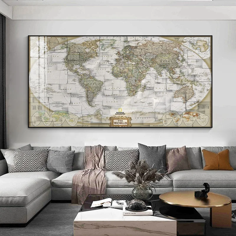 Modern Abstract World Map Canvas Art Paintings Wall Decorative Pictures Poster and Prints