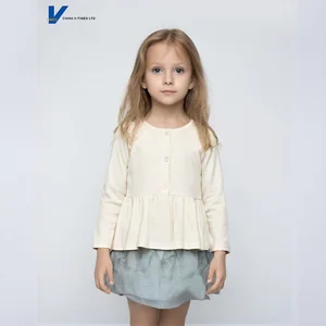 Minimalist Comfort-Themed Light Beige O-Neck Buttoned Waist Pleated Design Puffed Sleeves Eco-friendly Girls' Spring-Autumn Long
