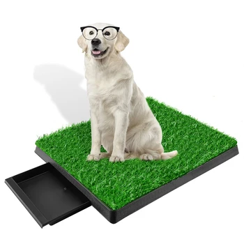 Dog Grass Pad with Tray, Puppy Potty Training Grass, Pet Toilet Portable Indoor Outdoor Dog Potty