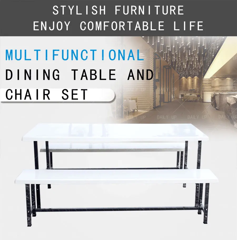 Dining Table And Chair Set 6 8 Seaters Removable Steel Frame Public Chair Desk And Chair Combo For School Canteen Restaurant