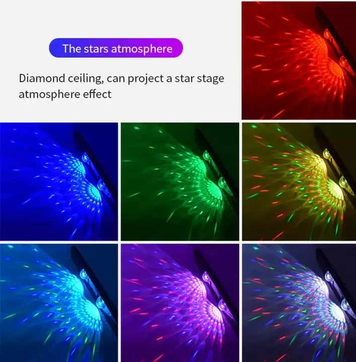 LED RGB Car Atmosphere Lamp USB Wireless Lamp Roof Star Light Multiple D88 Automotive Interior Ambient Decorative Party Lights