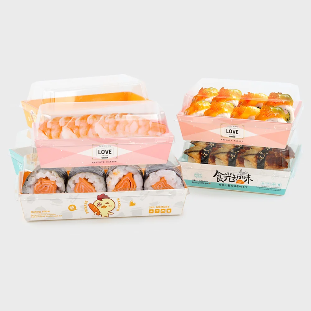 Biodegradable Brown Kraft Paper Sushi Tray Custom Printed Takeout Food Boat for Bakery Pastry Dessert and Catering Service