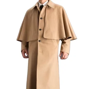 New Korean Men's Wool Coat Fashion Single-Breasted Jacket Shawl Collar Wool Coat Men Tan Cashmere Coat Suitable for Casualwear