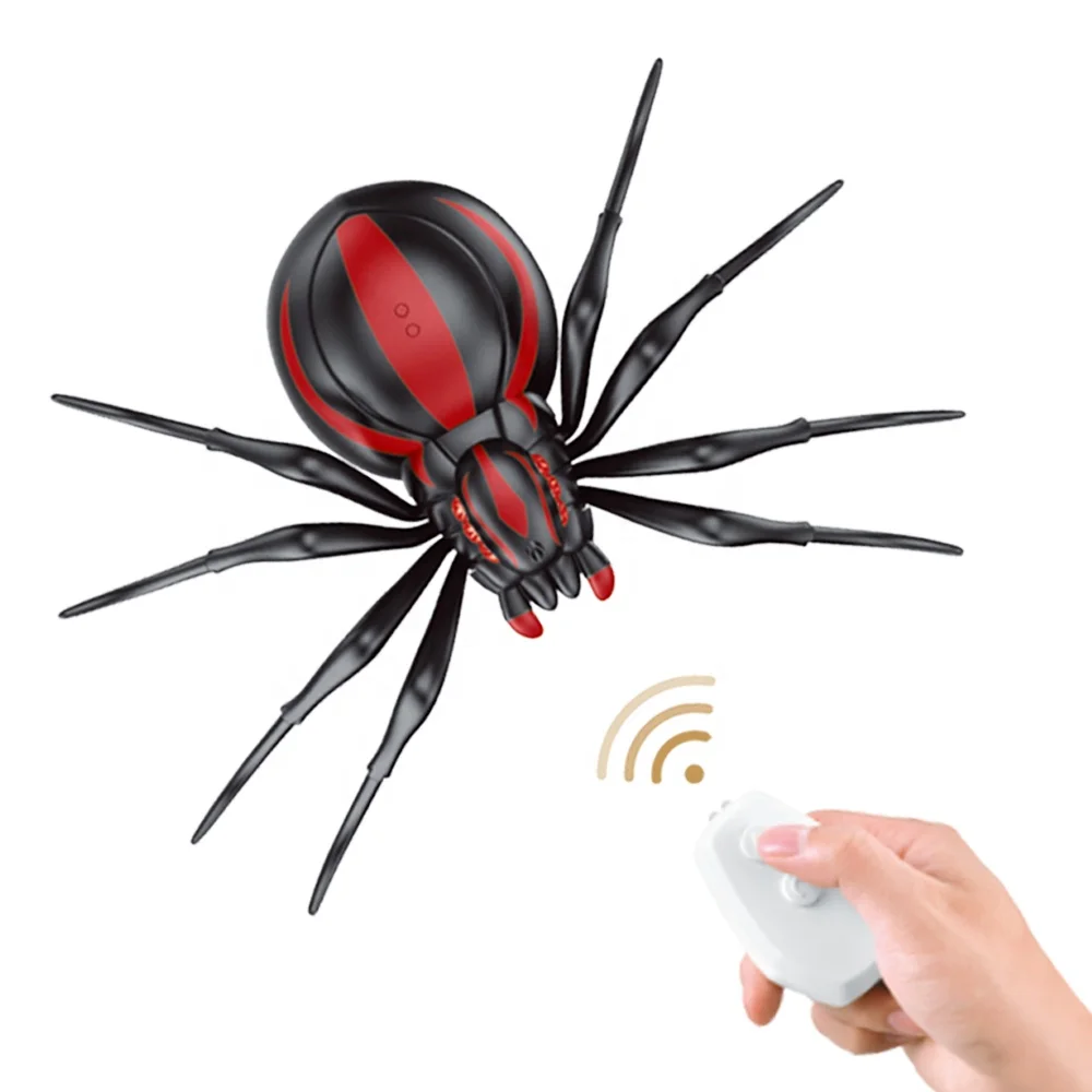 Infrared Remote Control Spider Plastic Walking Insect Black RC Animal Simulation Toys RC Spider With Light