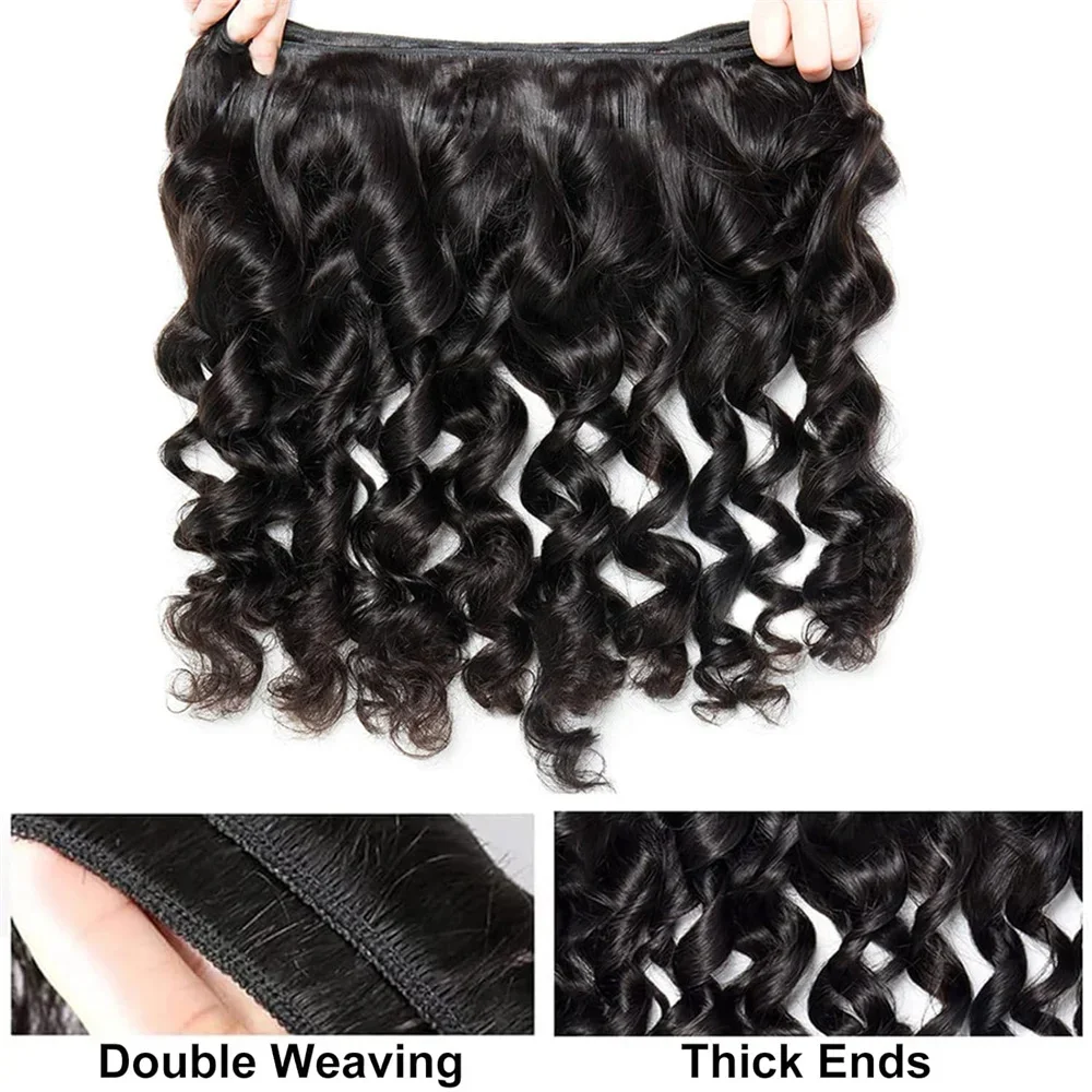 Extensions de tissage en cheveux humains malaisiens Loose Wave 30 pouces 1/3/4 pièces pour femme noire_voghion.com