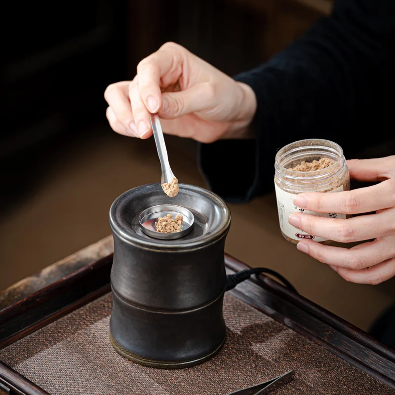 Electric Incense Burner with Timer, Incense Powder Ceramic Essential Oil Censer Clean Air Aromatherapy Electricity Incense Base