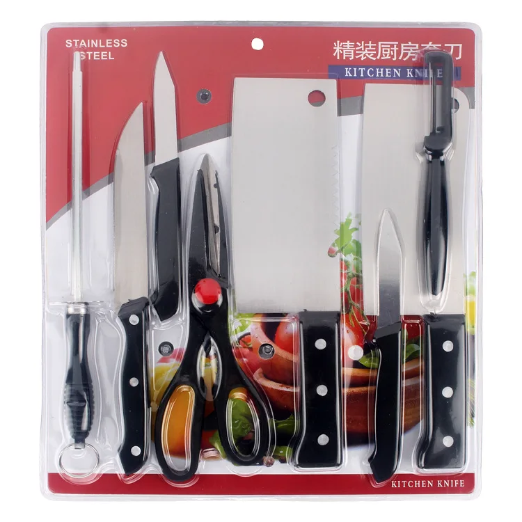 Popular wholesale Kitchen knife set 8-piece business knife set stainless steel double-sided suction Knife Sets