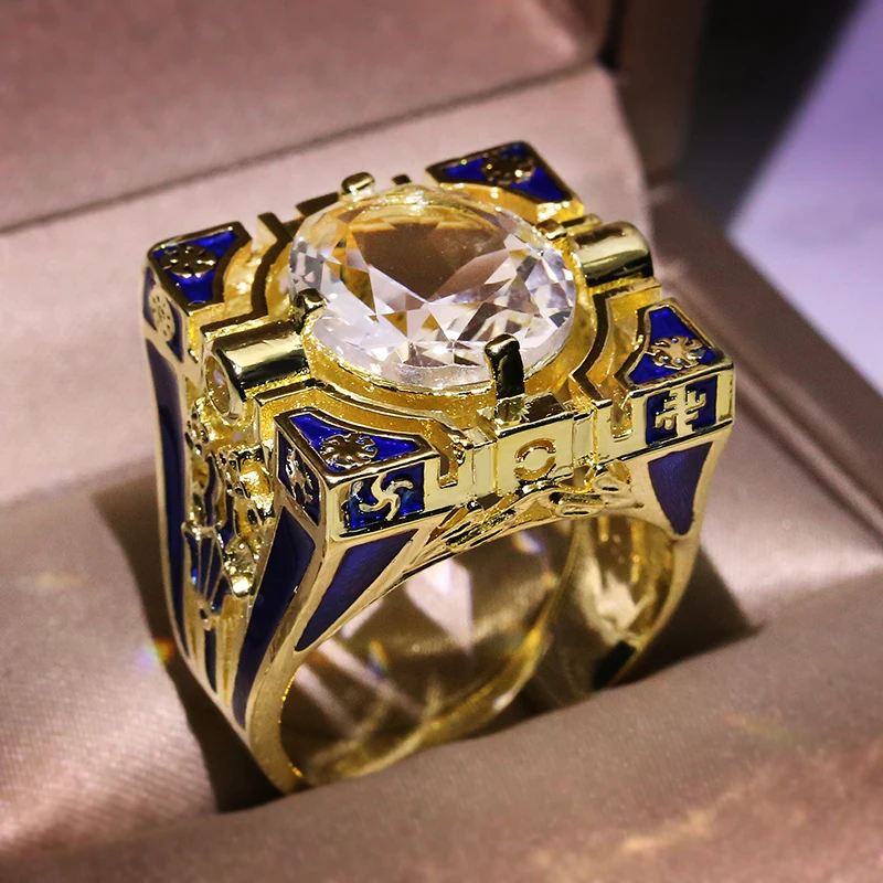 Wholesale Price Fashion Designs 829 Big CZ Ring 18k Gold Plated 3A White  Zircon Ring