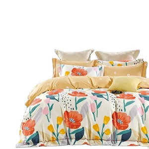 KOSMOS Wholesale Cotton Bed Linen Floral Printed Bed Duvet Cover Set