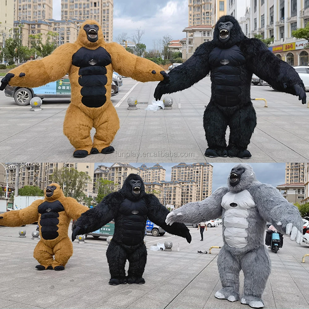 2.6 Meter Customized Inflatable Fat Costume Walking Furry Inflatable Gorilla Mascot Costume king Kong Suit