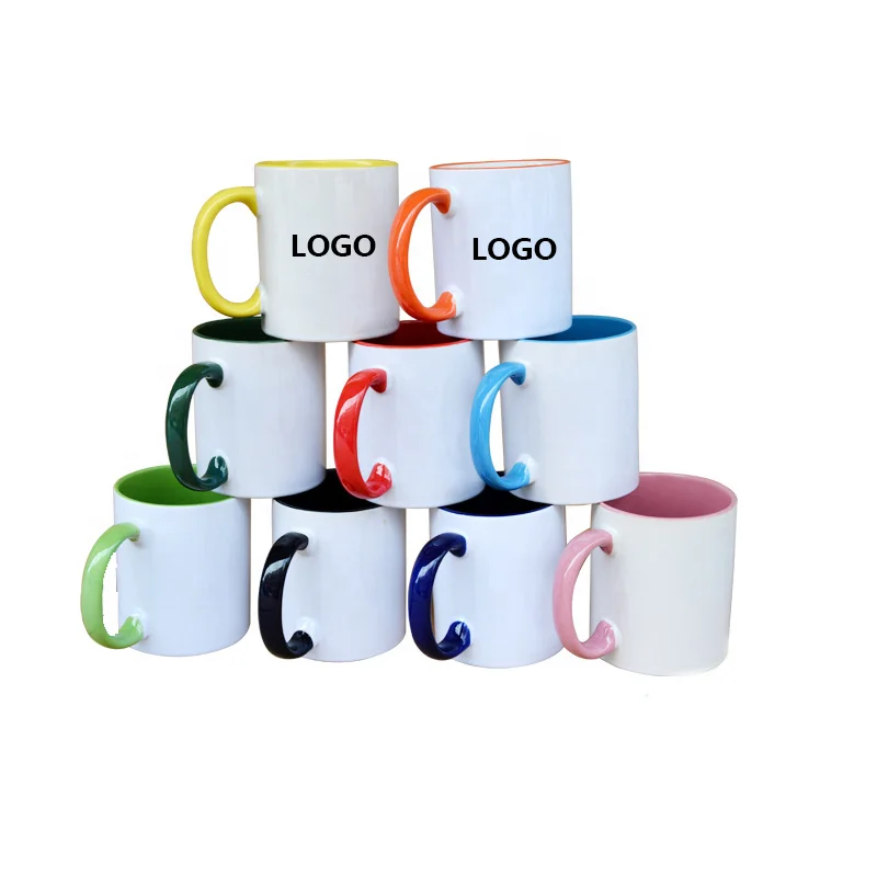 Customizable Sublimation 11 oz Blank Plain White Porcelain Mug Cup Mug Drinking Cup Two Tone Personal Photo Print Coffee Mug
