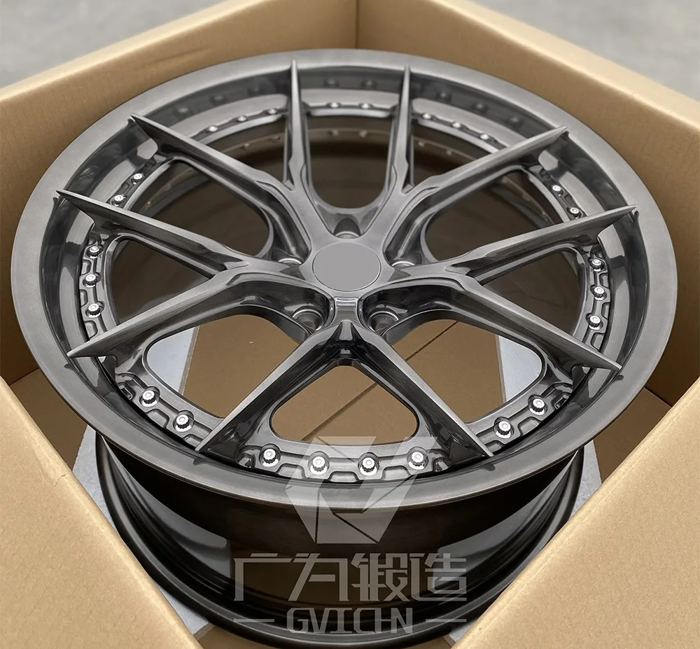 2 piece brushed gray aluminum alloy forged wheels 16 17 18 19 20 21 22 23 24 inch 5x112 5x114.3 5x120 rim hub