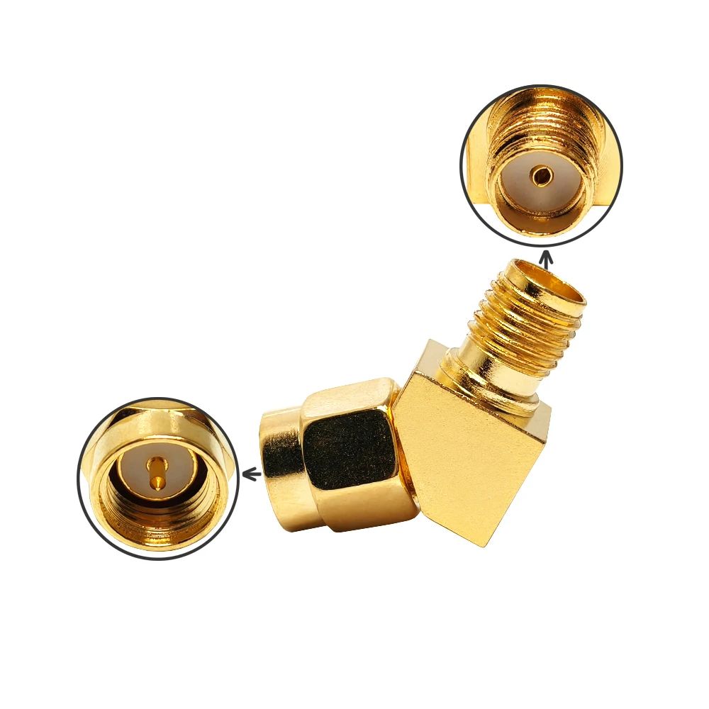SMA Adapter SMA Male to SMA Female Elbow 45 Degree Connector for LTE Antenna Extension Cable RF Coax Connector