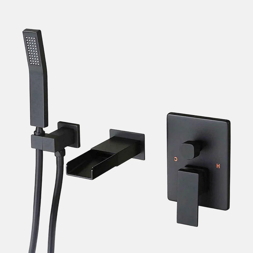 Thermostatic Bathroom Shower Faucet Set Brass tub spout Bathtub Shower Crane Thermostatic Taps thermostatic Black shower set