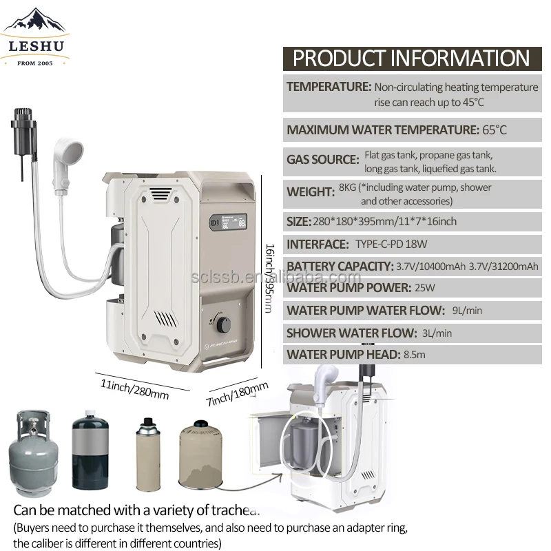 Outdoor Portable Hot Water Wholesale Selling Tankless Gas Water Heater LPG Outdoor Instant Gas Shower for Horse Camping