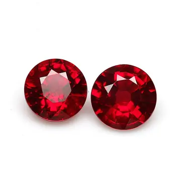 Natural ruby small loose gemstone vivid red color round brilliant shape ruby rough for jewel set