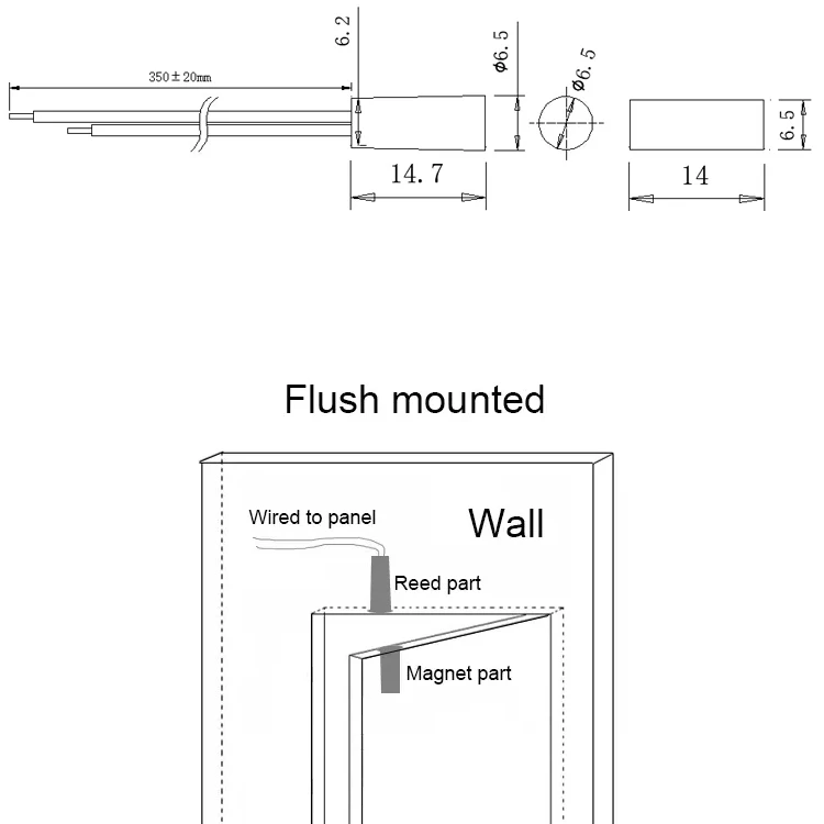 High Quality Recessed Mounted NC Type Magnetic Door Contact