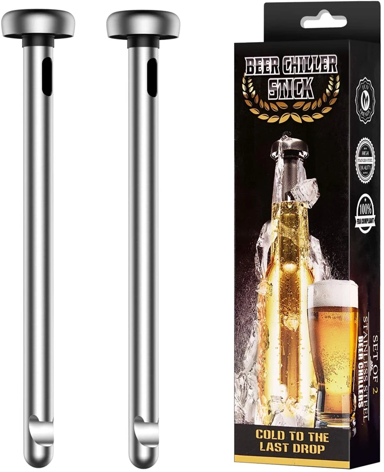 Stainless Logo Customized Beer Chiller Stick 2pcs