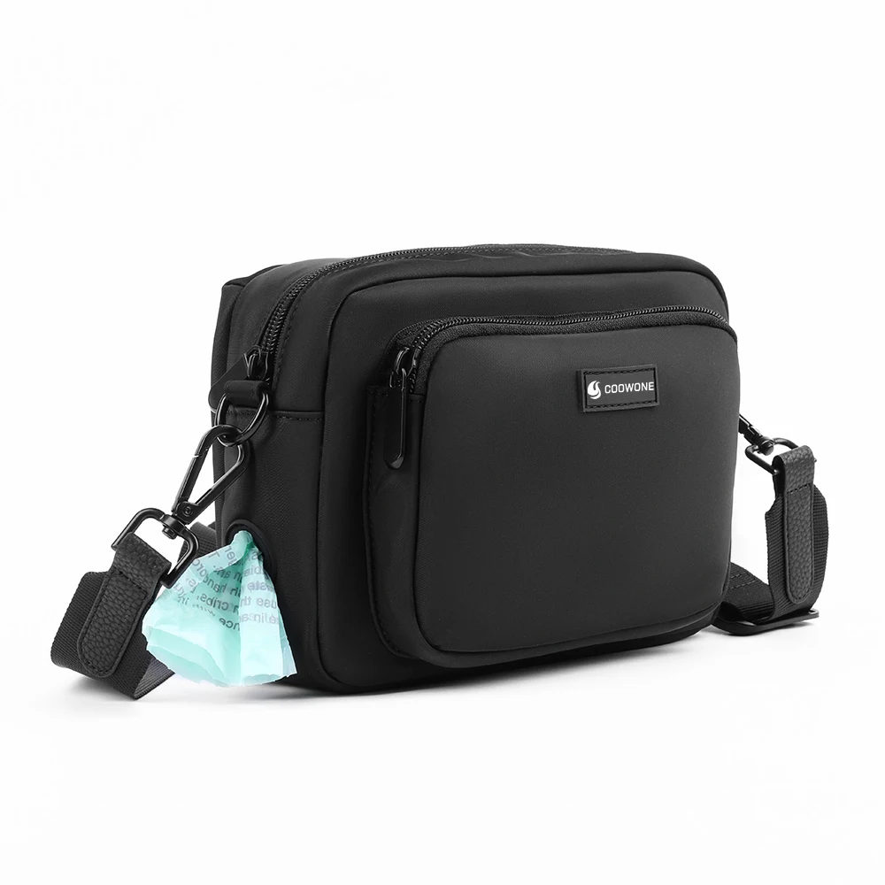 Vegan Leather Dog Walking Bag with Bottle Holder Crossbody Dog Mom Parent Bag Pet Supplies