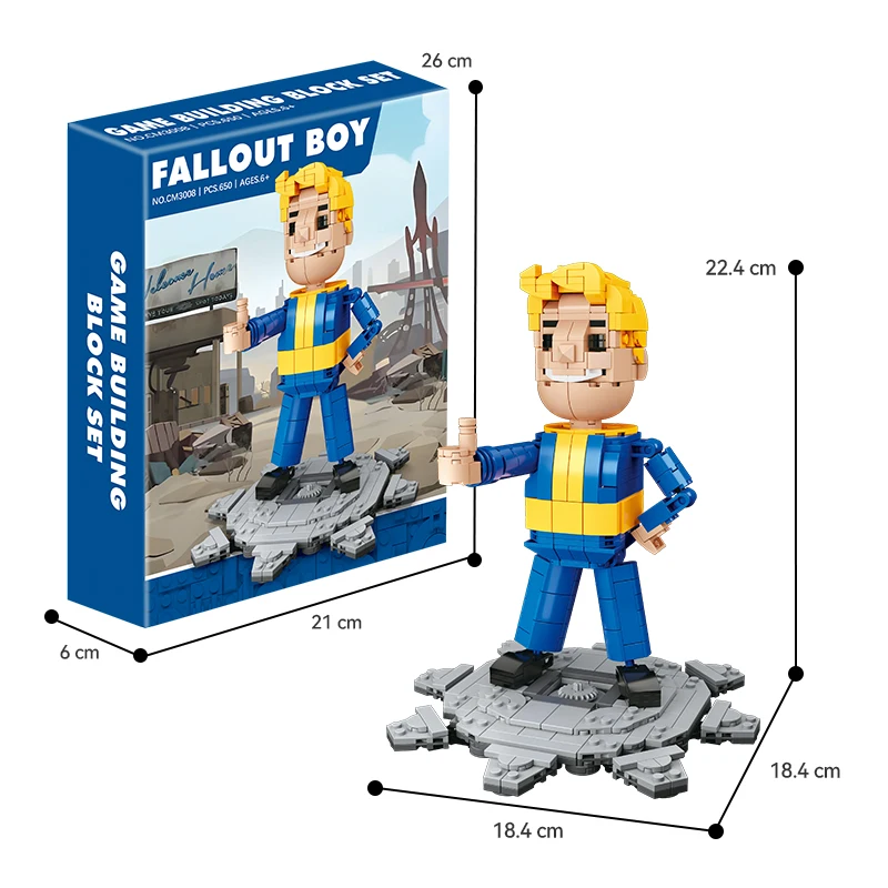 CAYI Vault Boy Fallout Boy Building Block Set Moc Square Head Figure Assembled Building Block Set DIY Nano Brick Educational Toy