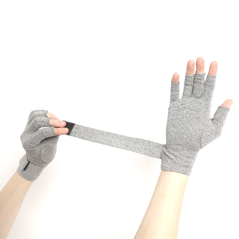 Fingerless Cotton Touch Screen Gloves Anti Arthritis Therapy Compression  Gloves With Strap - Main Image