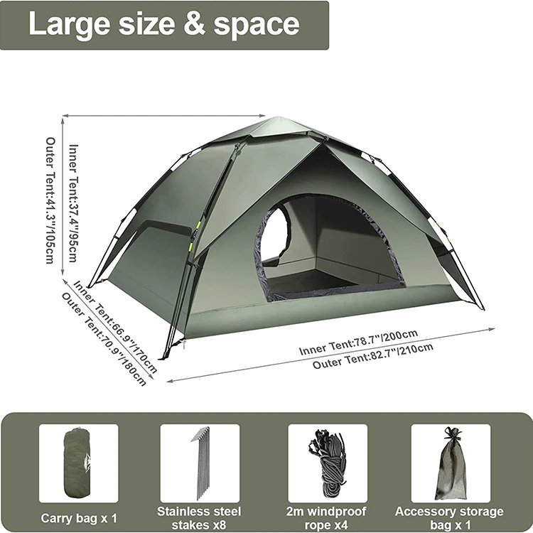 Automatic Tent 4 People Camping Tent for Trekking Outdoor Backpacking and Mountaineering