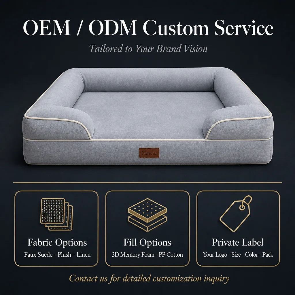 Faux Suede Rectangle Orthopedic Dog Bed — Product details 7