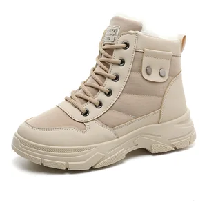 W2558 New  Winter Velvet Warm Midi Boots Thick Sole Casual Sports Trend Student High Top Cotton Shoes