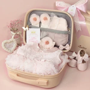 Baby Item Lace Princess Dress Casual Solid Skirt Set Pink Clothes New Born Baby Gift Set