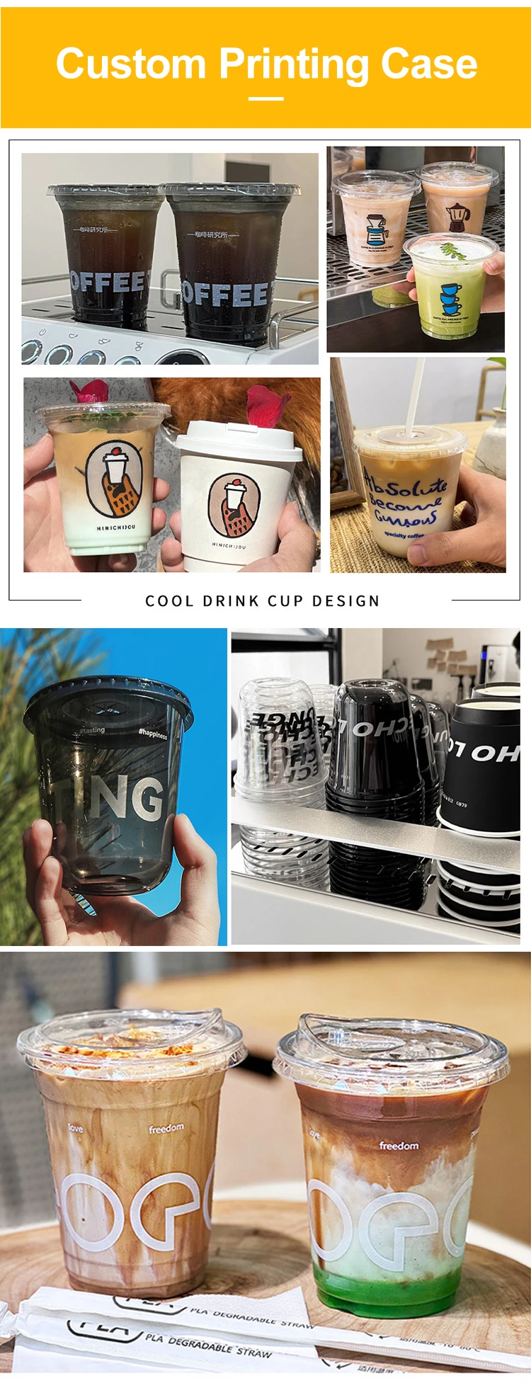 8oz 16oz 32oz Custom Logo Disposable Pet Pla Pp Plastic Coffee Cup Personalization Tequila Drink Plastic Cups With Lid And Straw supplier