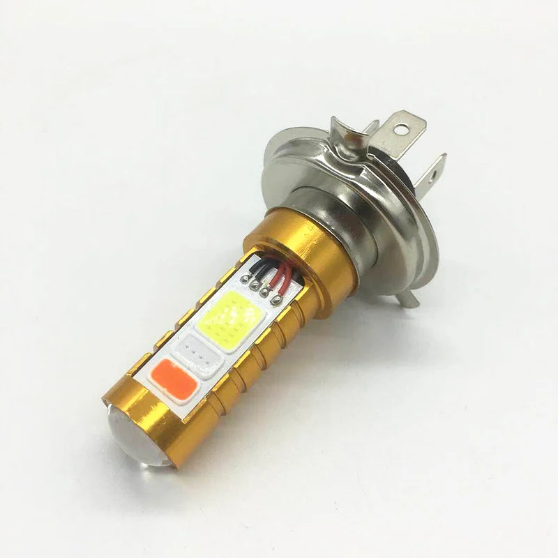 Фары для мотоцикла светодиодные лампы H4 P15D BA20D 3 COB 12 Вт Авто Противотуманные фары Дневные ходовые огни DRL Белый Красный Синий Вспышка стробоскоп лампа