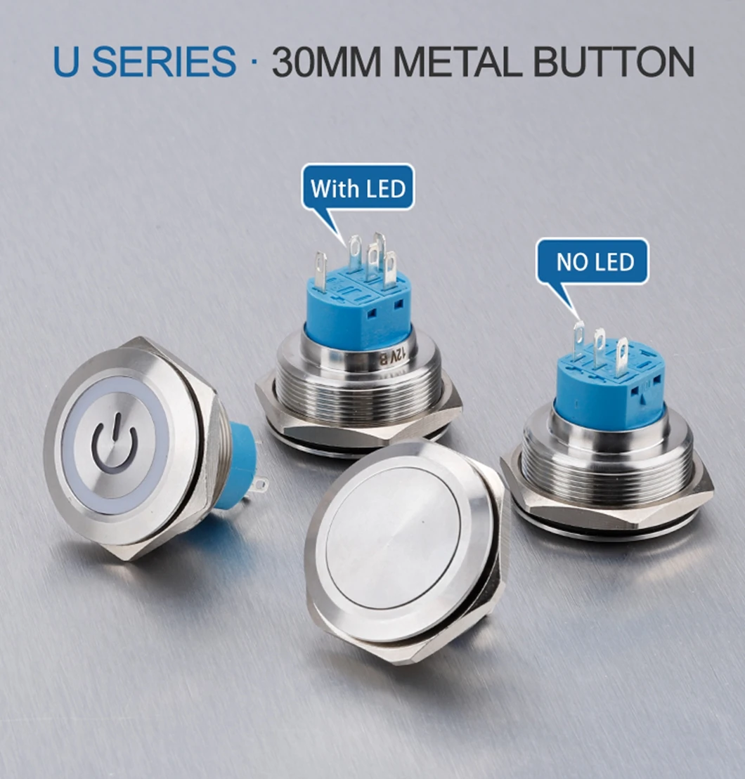 Metal Push Button Switches Oxidation Blue 16mm 19mm 22mm Screw Foot ...