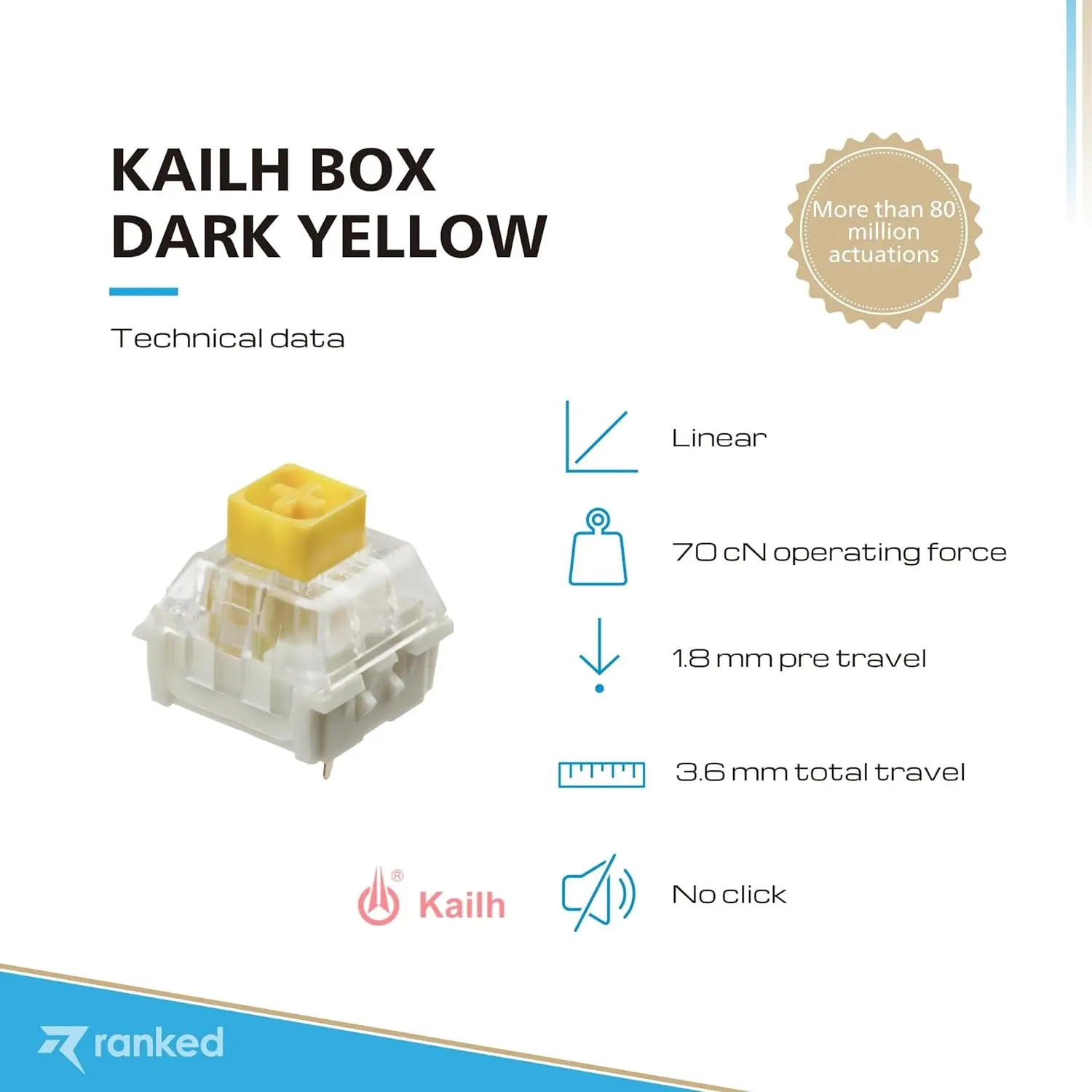Mechanical Keyboard Switch Kailh Box Series Dark Yellow Switch Linear mechanical-keyboard-switch-kailh-box-series-dark-yellow-switch-linear