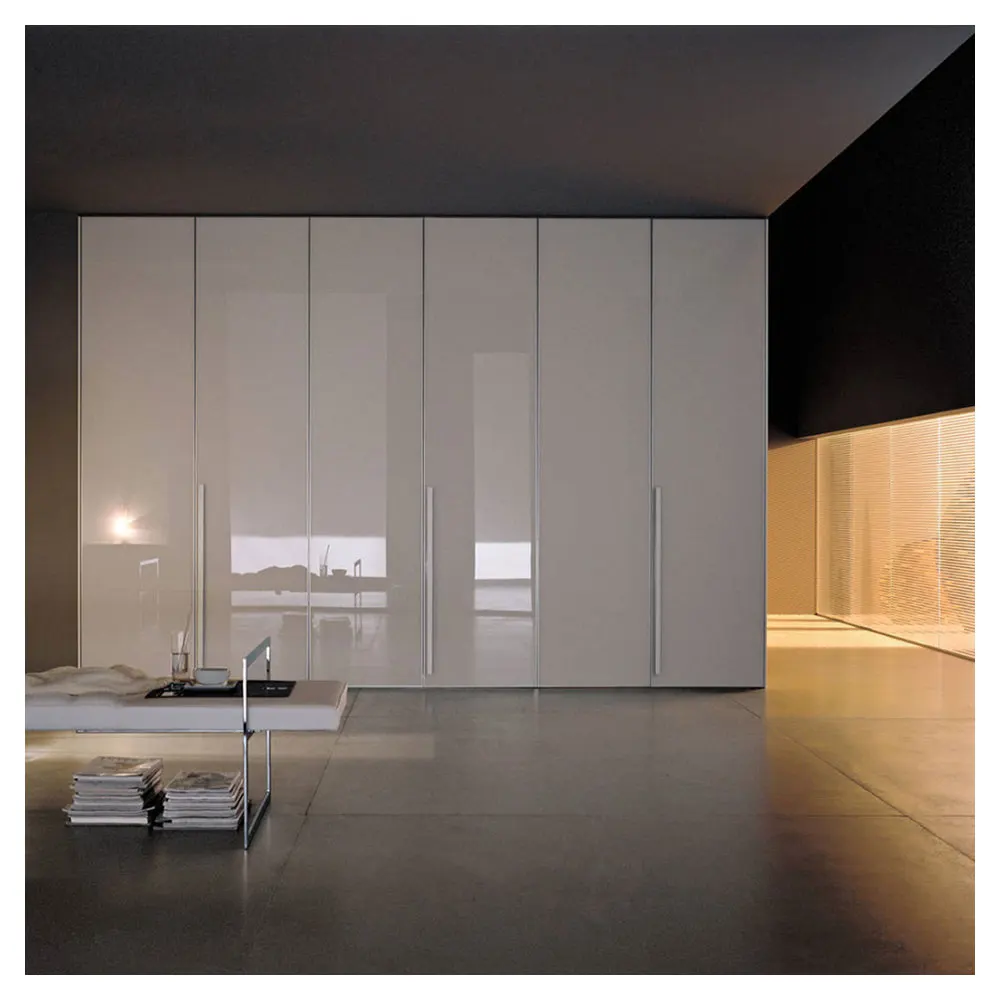 Glossy White Lacquer Finished Doors Modern Design Customize Size Wardrobe Closet bedroom wall  design