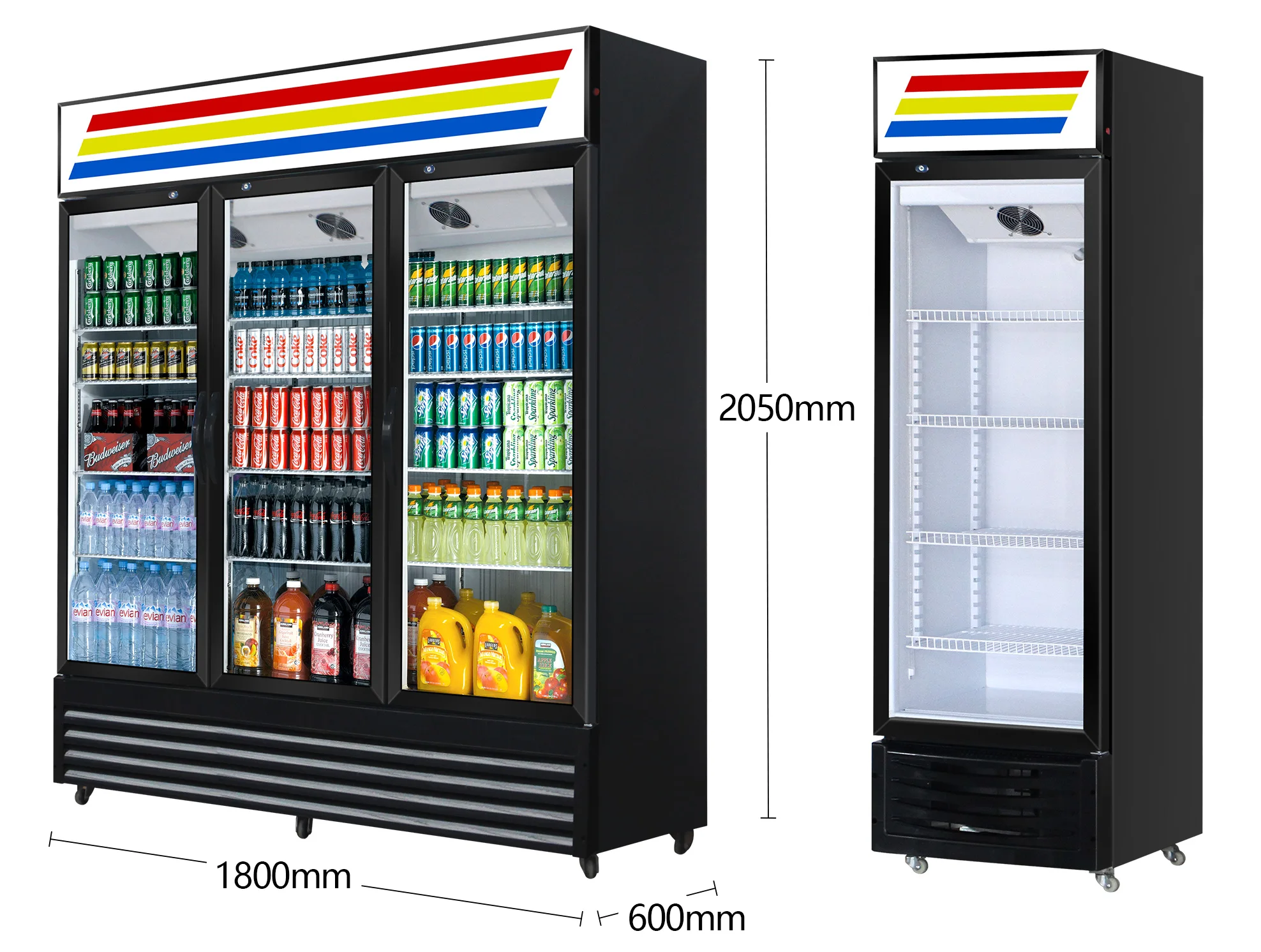 3 Door Beer Fridge Drink Display Cooler Refrigeration Vertical Beverage