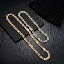 Hot selling fashion jewelry iced out brass cuban zirconia custom hip hop jewelry cuban link chain