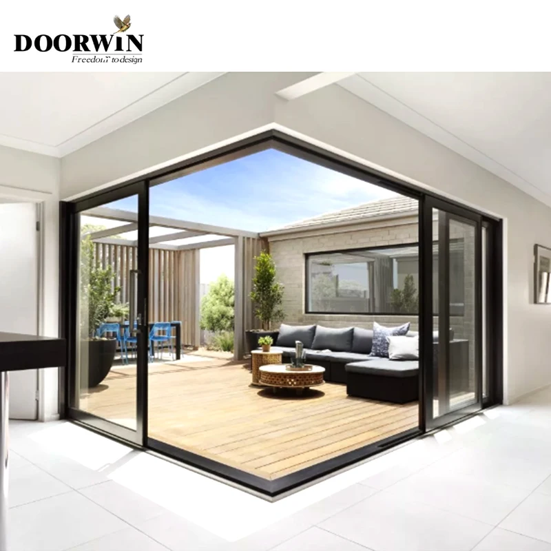 Panoramic Entrance Doors Residential Hurricane Impact Heat Insulated Multi Panel Aluminum Sliding Doors System